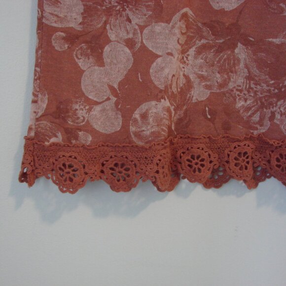Crochet Lace Floral Tank Top Italy Soft Pink Salmon Boho Flowy Loose Size Small - Picture 9 of 13